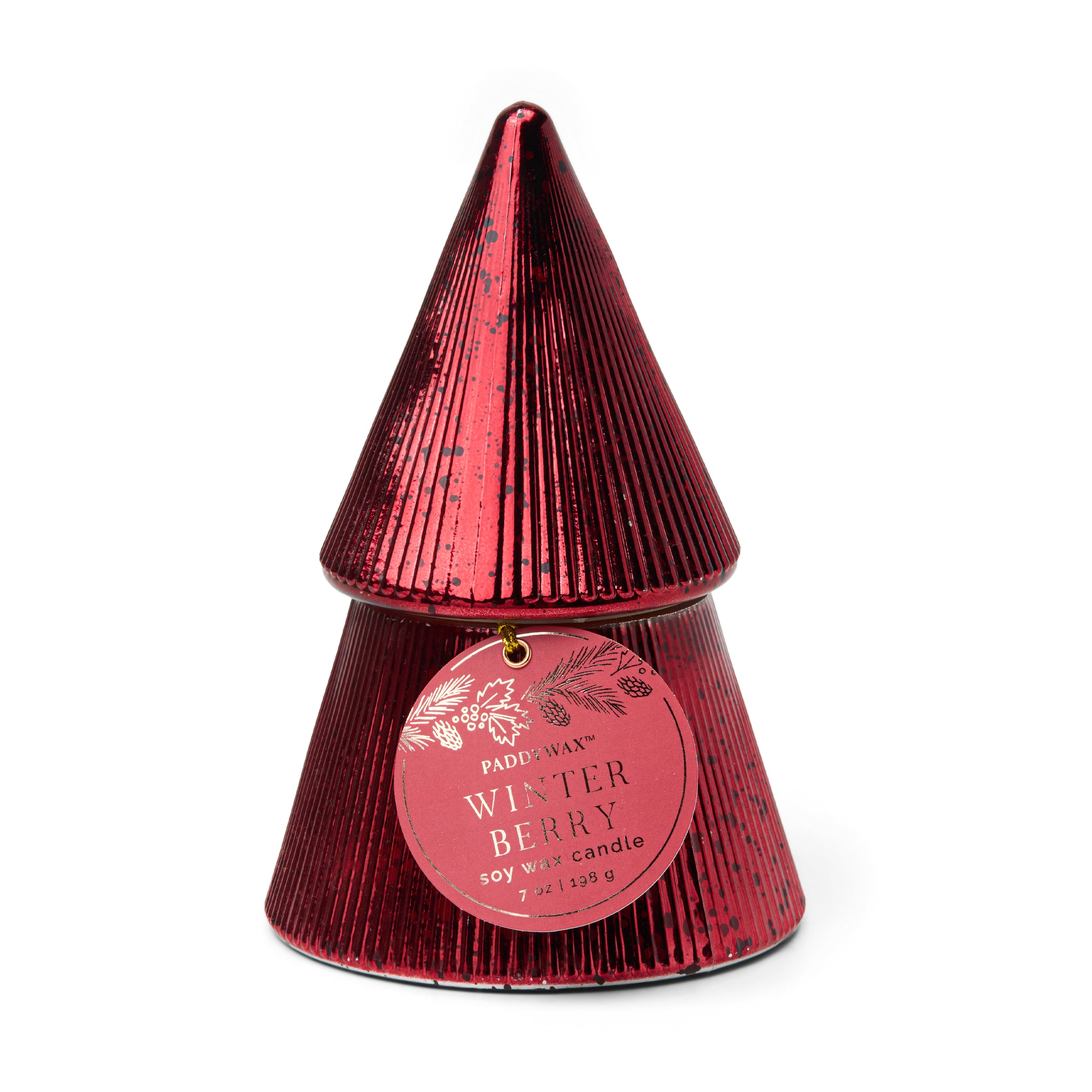 Red Mercury Glass 7-oz Soy Wax Tree Candle, Winter Berry
